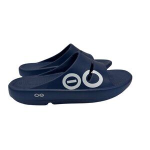 Oofos Ooahh Sport Slides Navy Recovery Sandals Women's Size 10 Men's Size 8